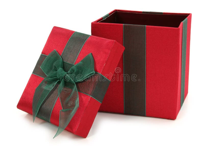 Contenitore di regalo rosso e verde del tessuto fotografia stock libera da diritti Contenitore di regalo rosso e verde del tessuto fotografia stock libera da diritti