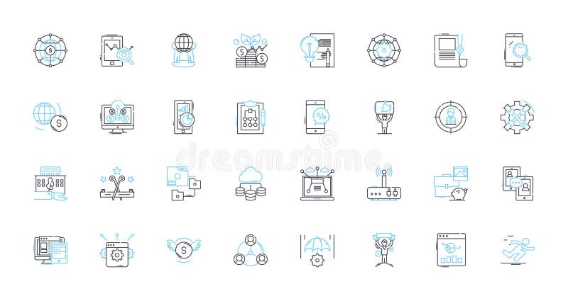 Content analysis linear icons set. Analysis, Content, Data, Text, Research, Trends, Patterns line vector and concept royalty free illustration