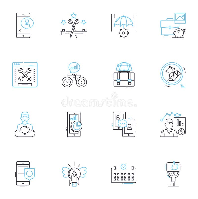 Content analysis linear icons set. Analysis, Content, Data, Text, Research, Trends, Patterns line vector and concept royalty free illustration