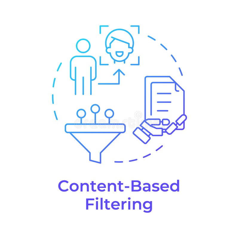 Content-based filtering blue gradient concept icon vector illustration