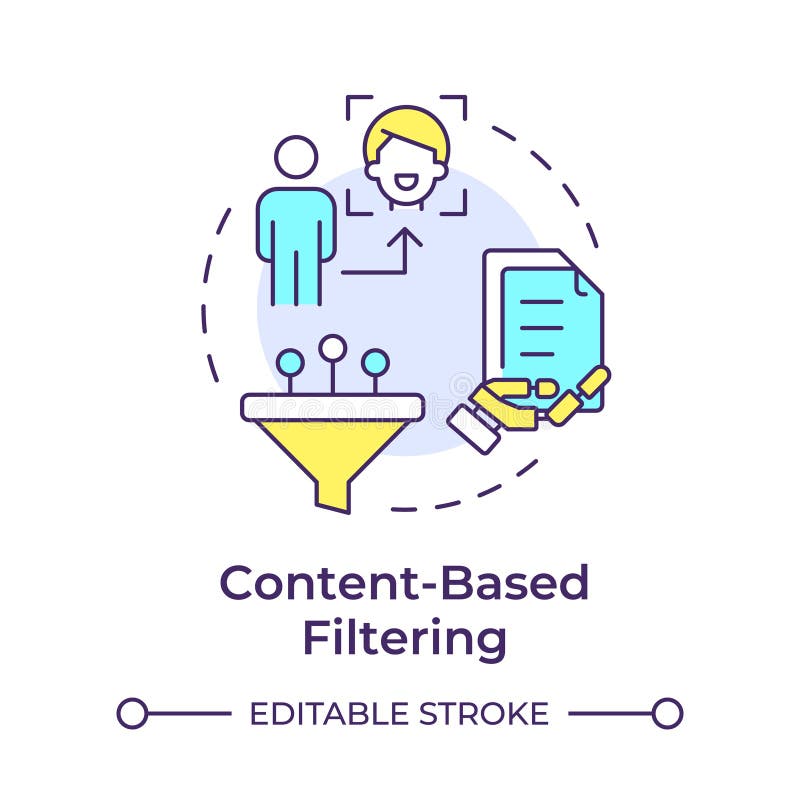 Content-based filtering multi color concept icon vector illustration