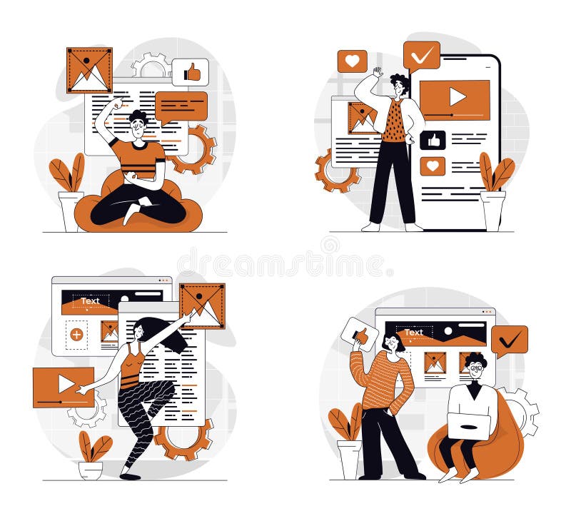 Content Manager Flat Concepts stock illustration