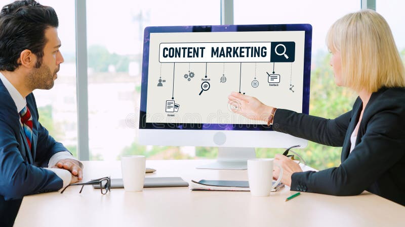 Content Marketing für moderne Online-Geschäfte und E-Commerce stockfotografie