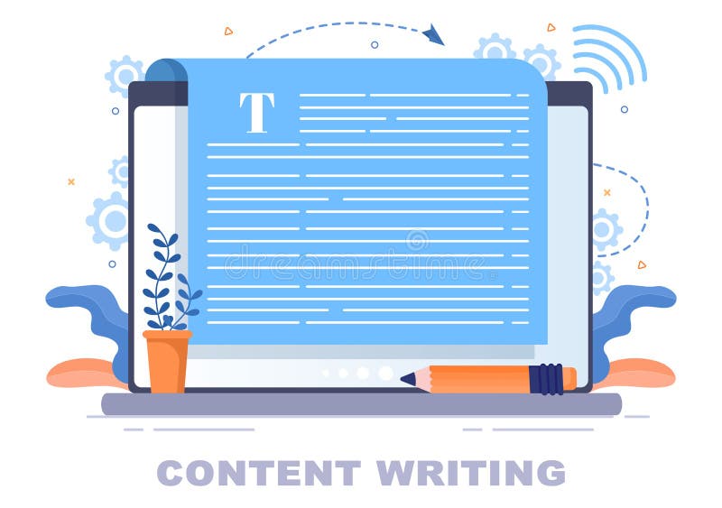 Content Writer or Journalist Background Vector Illustration For Copy Writing, Research, Development Idea and Novel or Book Script