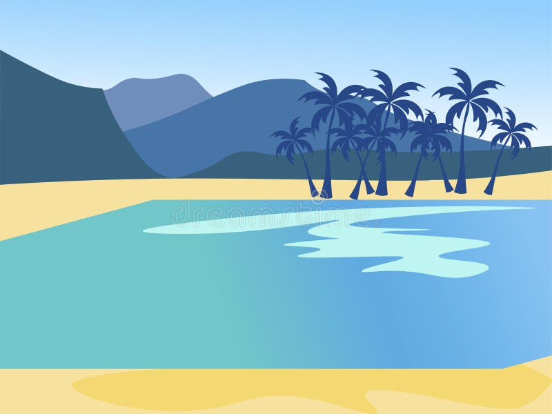 Contesto delle vacanze, insularità, spiaggia In stile minimalista Il fumetto a raster