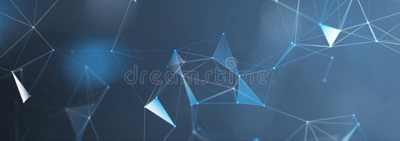 Contesto tecnologico. concetto a nido d'ape. dati di grandi dimensioni. spazio esagonale con punti collegati e rendering 3d linee