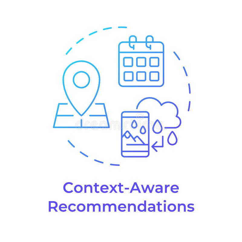 Context-aware recommendations blue gradient concept icon vector illustration