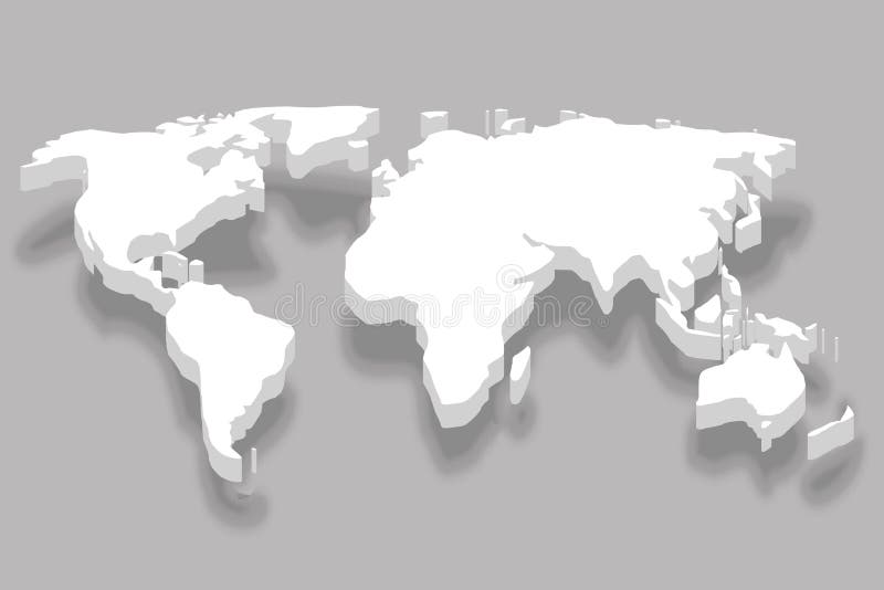 Continent 3d white world map business infographic design vector illustration