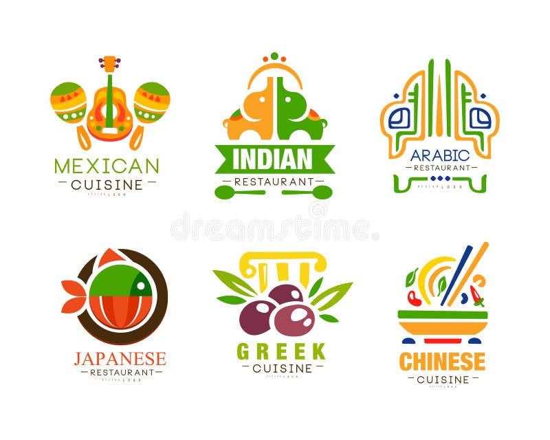 Continental Cuisine and Restaurant Logo Design with Different Country