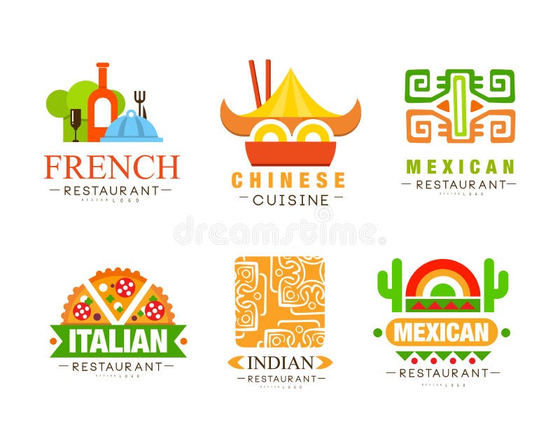 Continental Cuisine and Restaurant Logo Design with Different Country