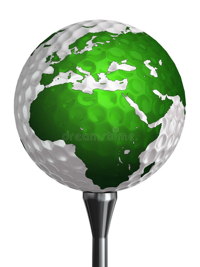 Continente dell'Africa e di Europa su palla da golf