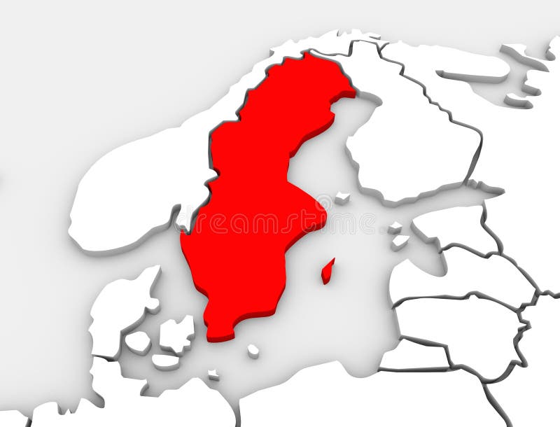 Continente dell'Europa settentrionale illustrato 3d della mappa del paese della Svezia