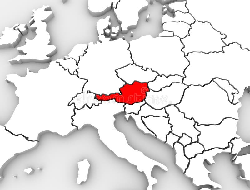 Continente di Europa della mappa dell'estratto 3D del paese dell'Austria