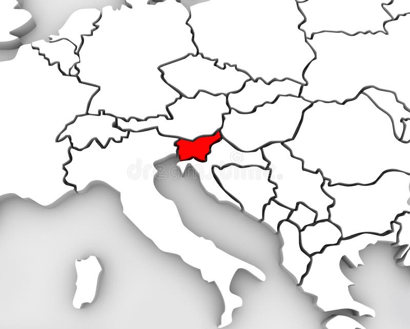 Continente di Europa della mappa dell'estratto 3D del paese della Slovenia