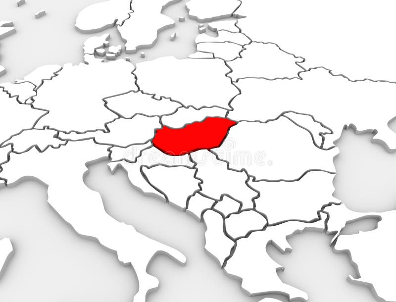 Continente ilustrado 3D de Europa del mapa del extracto del país de Hungría