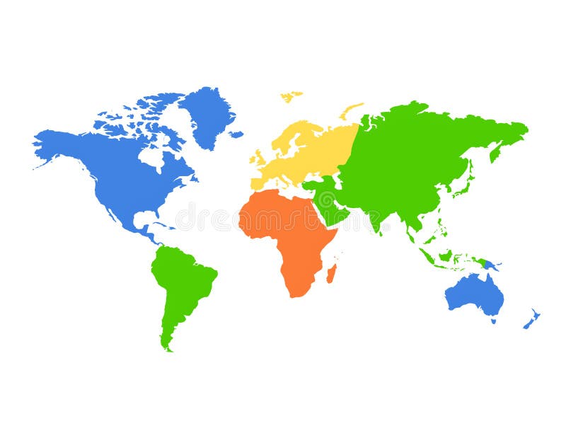 Farebné kontinentoch sveta, mapy, ilustrácie.