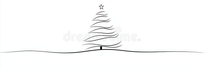 Continous line drawing of a christmas tree with a star. Christmas tree with a star continuous line drawing. vector illustration