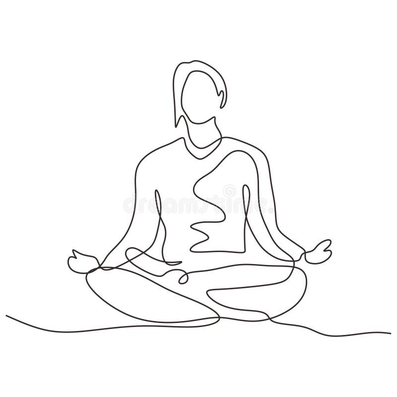 Continue one line tekening van de persoon die in een lotuspositie zit voor een oefening of meditatie door yoga Vector illustratie royalty-vrije illustratie Continue one line tekening van de persoon die in een lotuspositie zit voor een oefening of meditatie door yoga Vector illustratie royalty-vrije illustratie