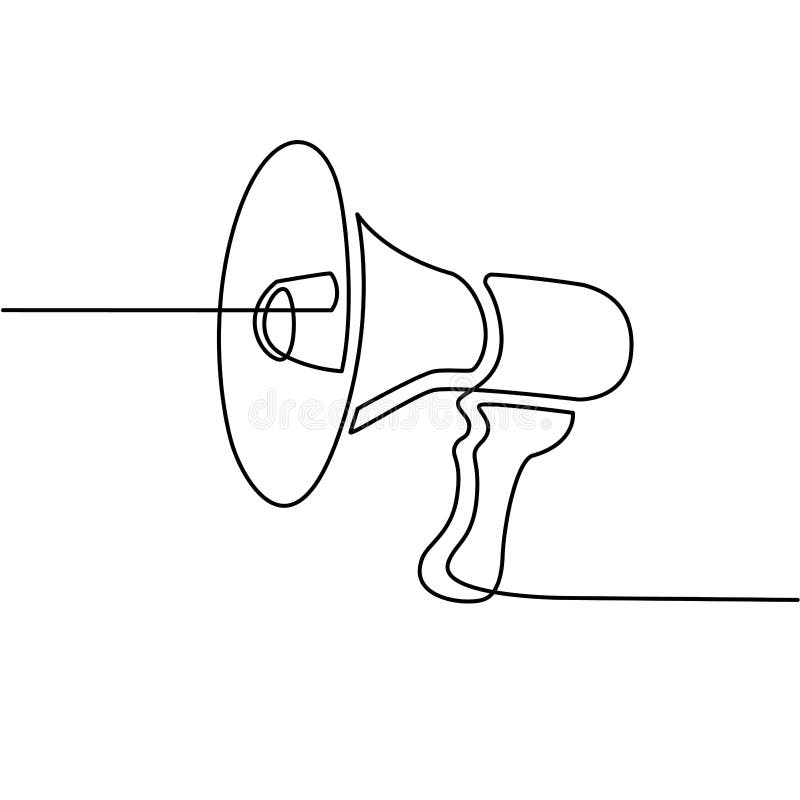 Continues line drawing of megaphone icon. social media marketing concept.