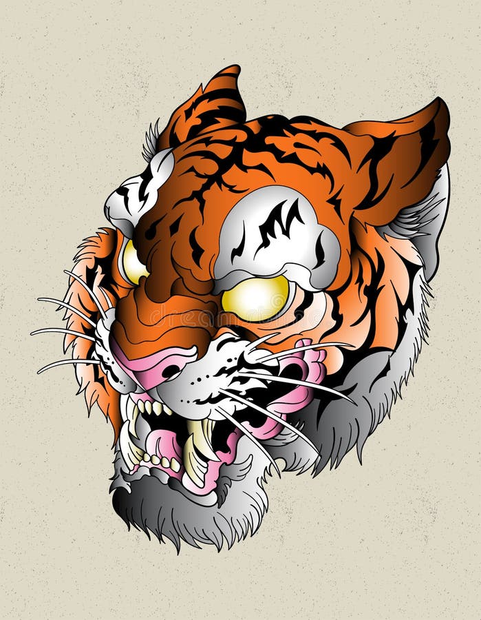 Tiger Tattoo Stiker Art in Traditional Old School Stock Vector ...