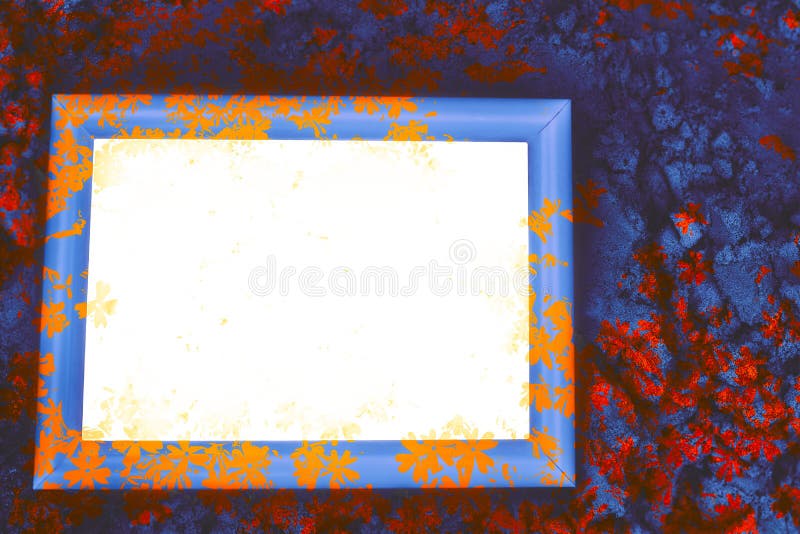 Abstract Blue Orange Red Floral Frame with White Space for Text Stock