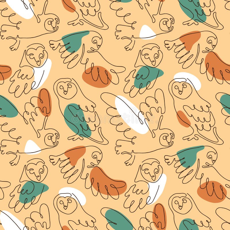 Continuous barn owls line pattern