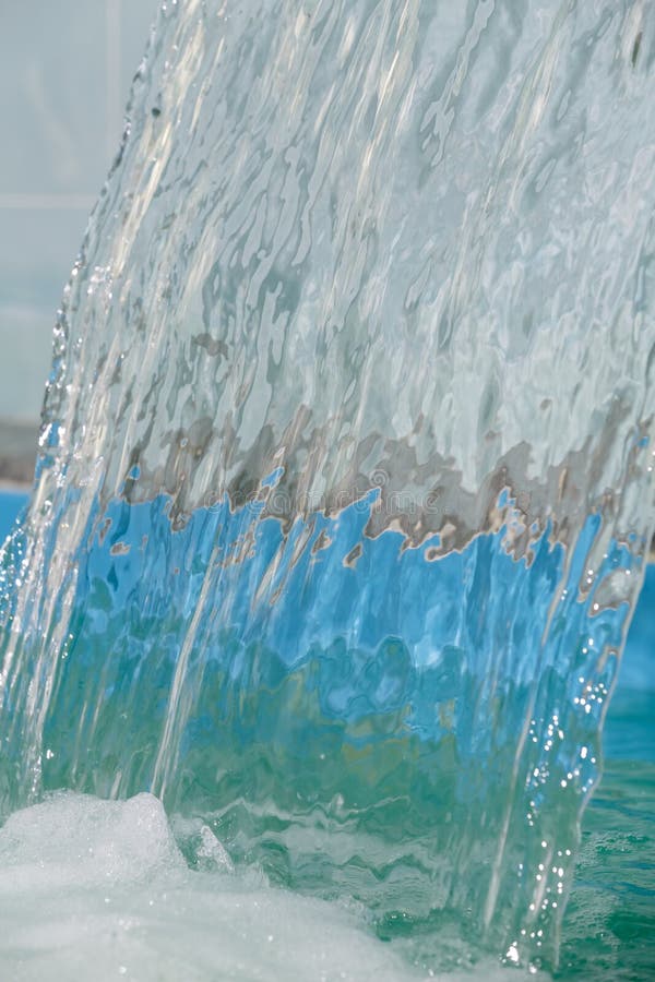 A Continuous Flow of Water Flows in the Pool Stock Image Image of