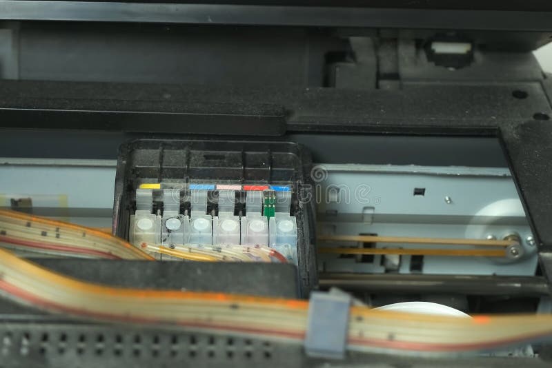 Continuous Ink Supply System is Working in Printer Moving Inside
