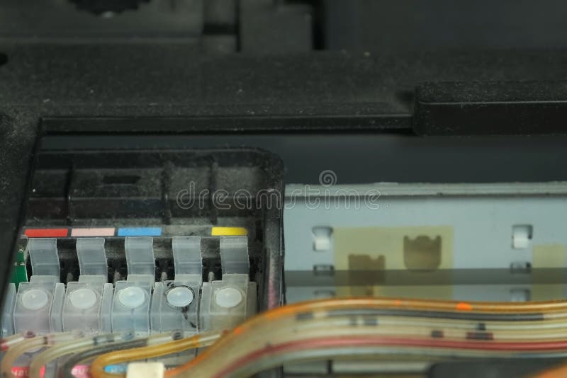 Continuous Ink Supply System is Working in Printer Moving Inside