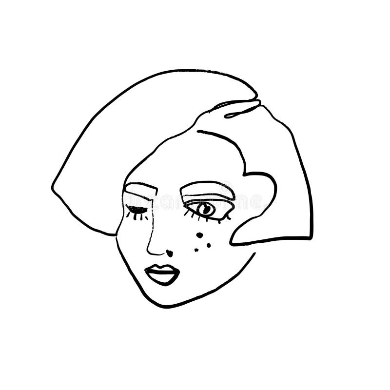 Continuous Line Art Abstract Woman Face Stock Illustration ...