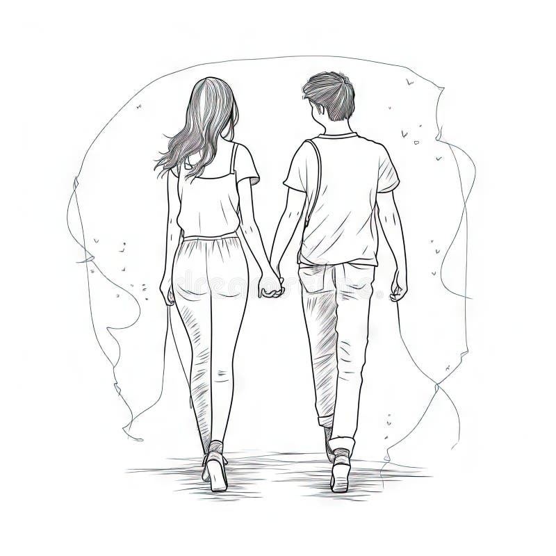 Holding Hands | Abstract line art, Line art drawings, Line art