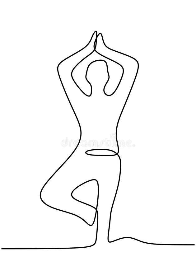 Continuous Line Art or One Line Drawing of a Woman Doing Yoga Pose ...