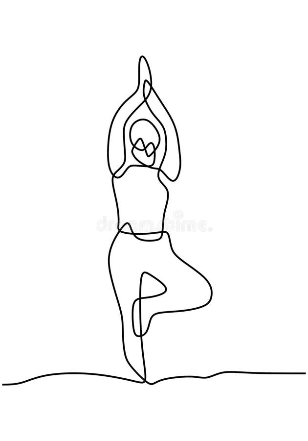 Continuous Line Art or One Line Drawing of a Woman Doing Yoga Pose ...