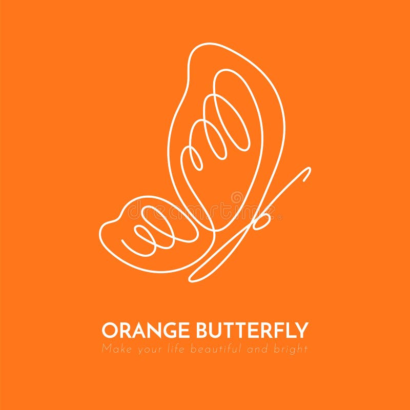 Continuous line butterfly White one line drawing on orange background royalty free illustration Continuous line butterfly White one line drawing on orange background royalty free illustration