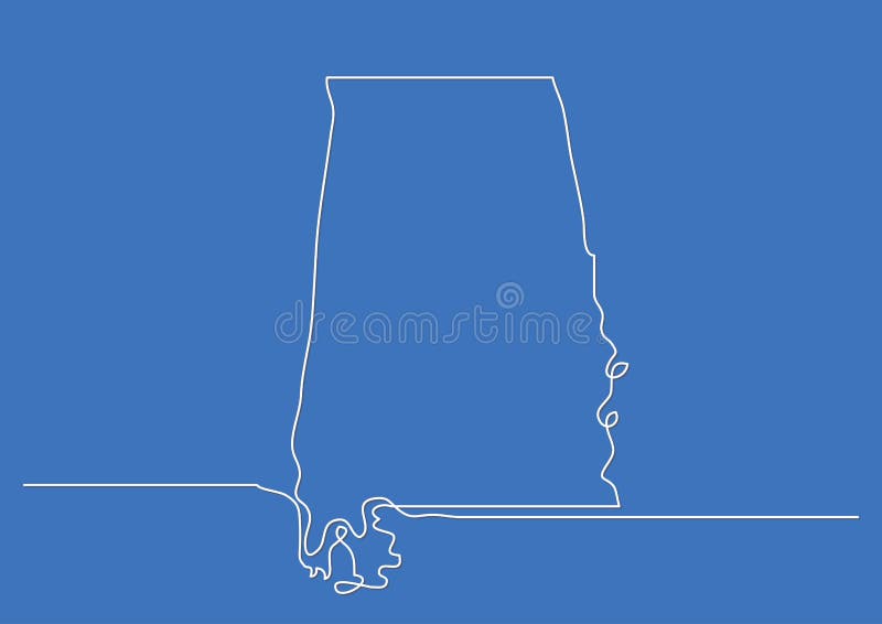 Continuous Line Drawing of Alabama State Stock Vector Illustration of