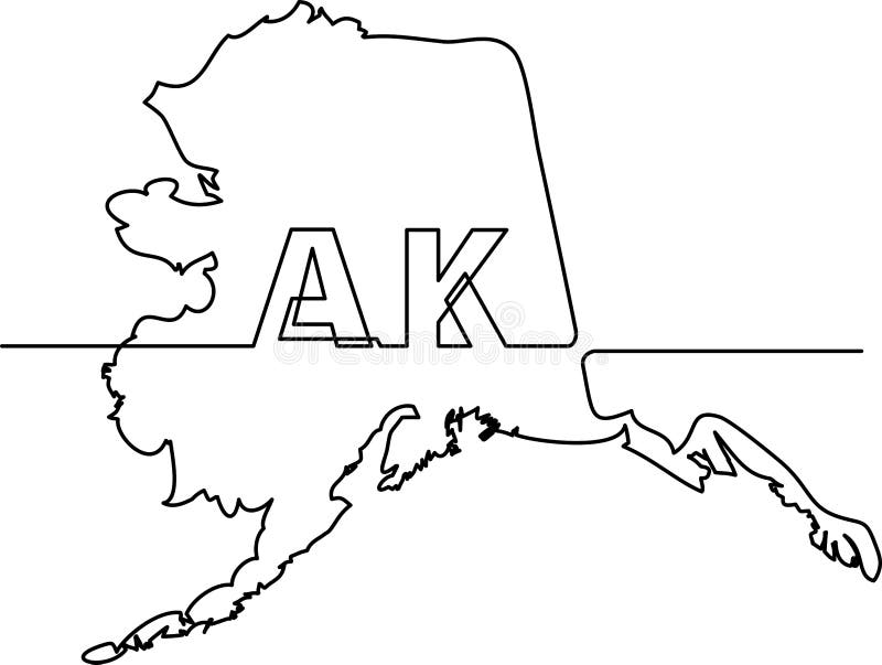 Continuous Line Drawing of Alaska State Stock Vector Illustration of