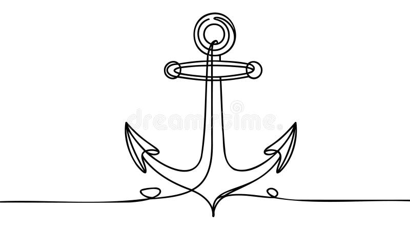 Continuous Line Drawing of Anchor. Anchor Linear Icon. One Line Drawing  Background. Vector Illustration Stock Vector - Illustration of naval,  black: 300489581