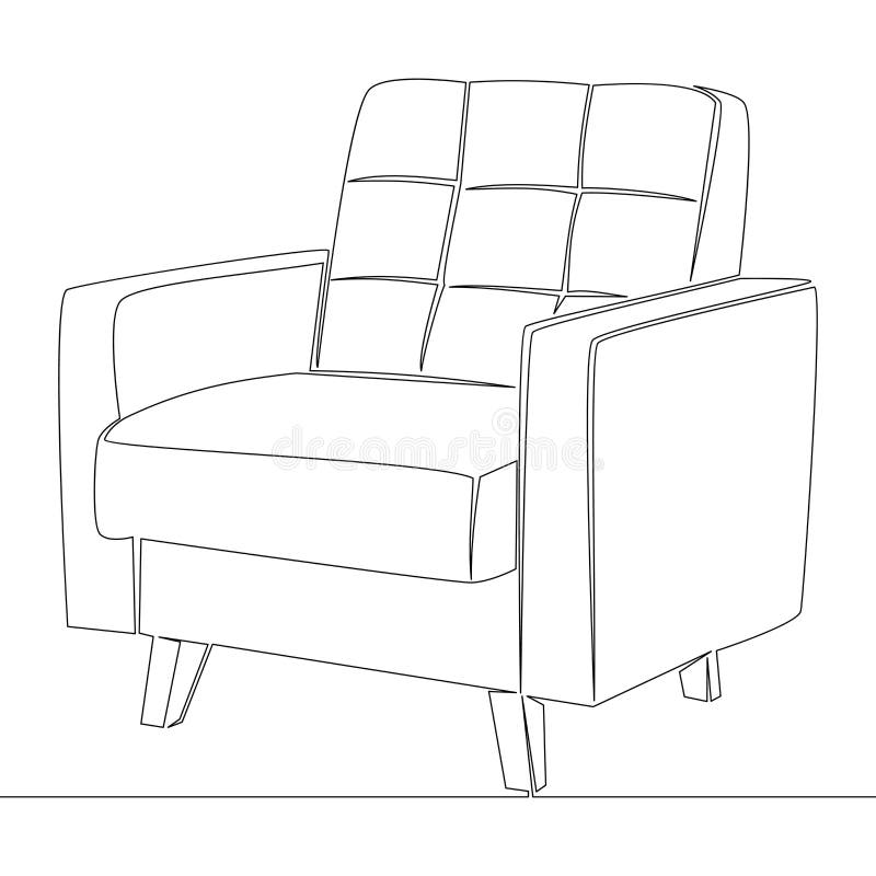 Continuous Line Drawing Art Armchair Icon Concept Stock Vector