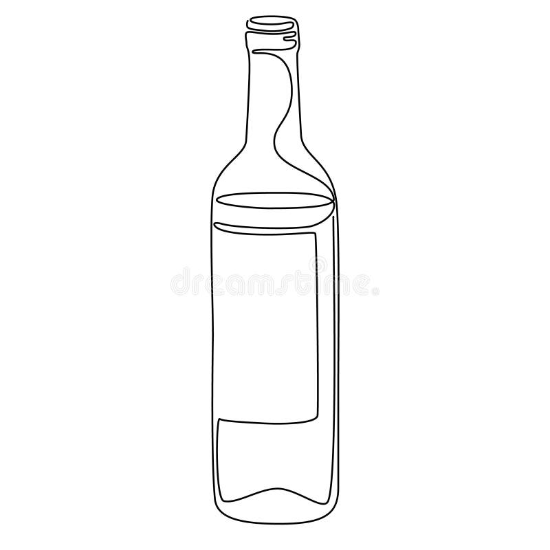 Continuous line drawing. Bottle of wine. Vector illustration. royalty free illustration