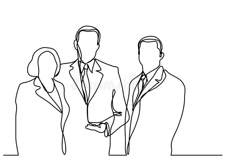 Continuous Line Drawing of Business Executives Stock Vector
