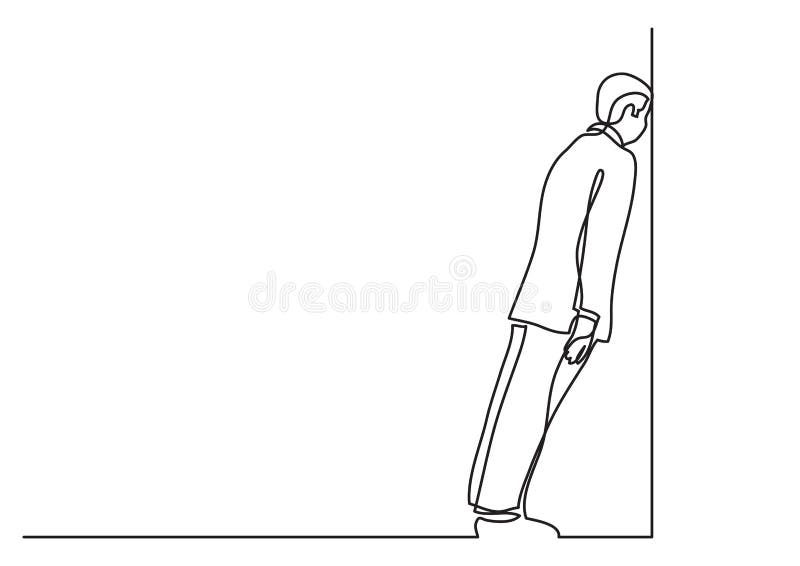 Continuous line drawing of business situation - man stuck in dead end job royalty free illustration