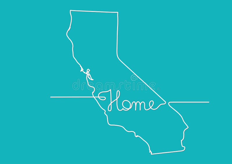 California Continuous Contour Vector Line Drawing Stock Vector