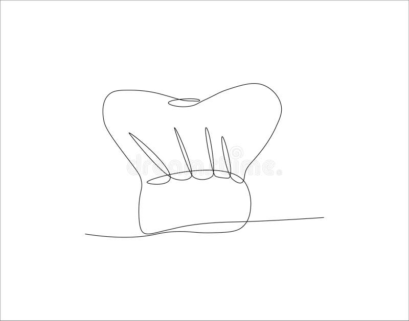 Continuous Line Drawing Of Chef Hat. One Line Of Chef Hat. Chef Hat Continuous Line Art. Editable Outline vector illustration