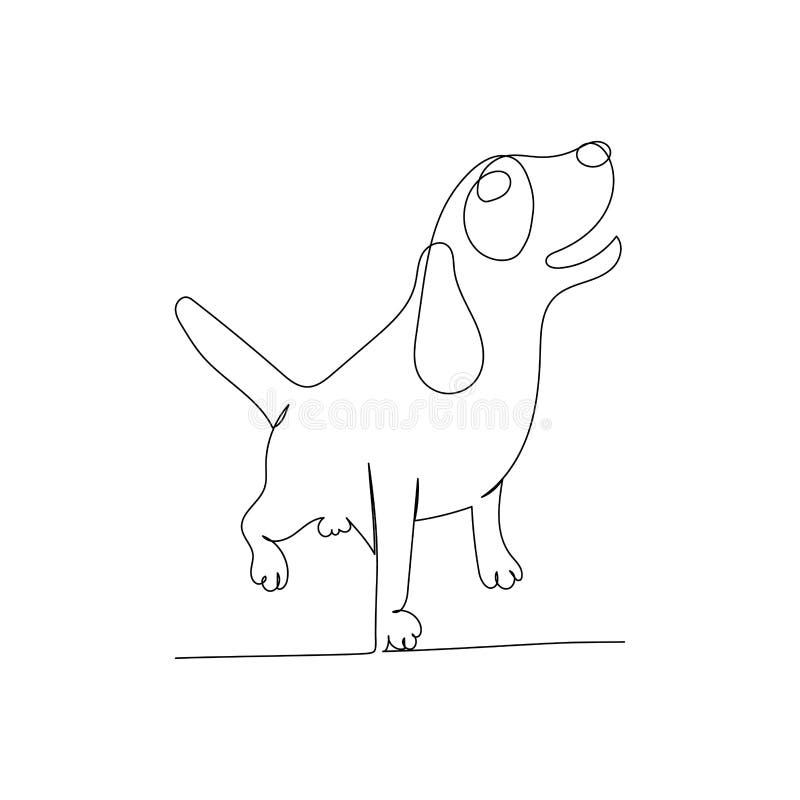 Continuous Line Drawing of a Cute Dog. Stock Vector Illustration of