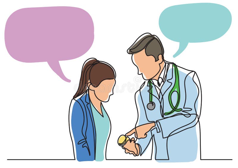 Premium Vector | Medical vector illustration consultation between a doctor  and his patient hand drawing health