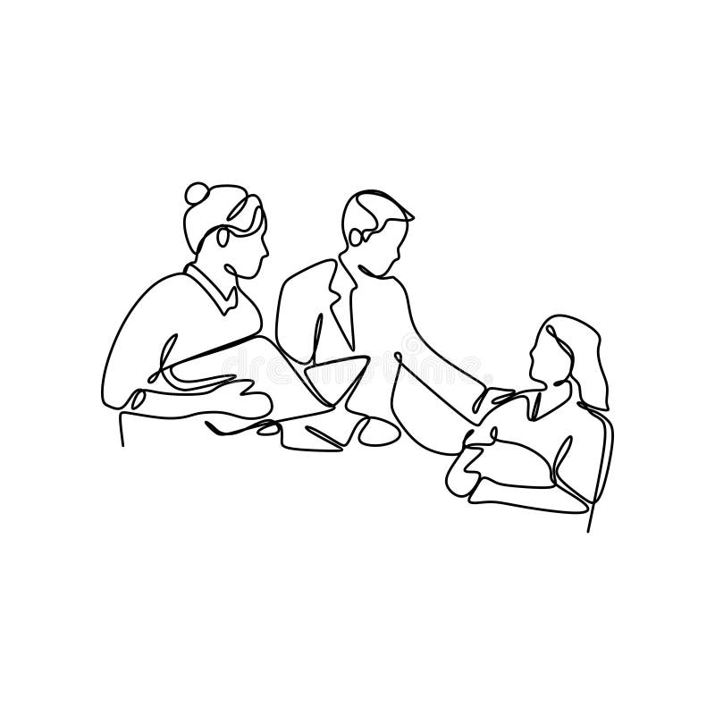 Continuous line drawing of doctor talking with patient lying in bed stock illustration