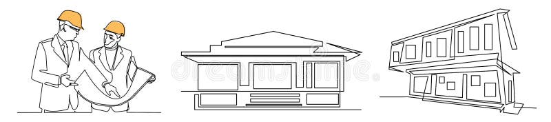 Continuous line drawing engineer building Construction supervision vector illustration simple.industry ,home,industries