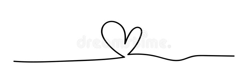 Heart. Continuous Line Art Drawing. Hand Drawn Doodle Sketch. Vector ...