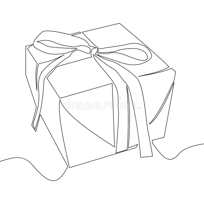 Gift Box Continuous Line Vector Illustration Set Various Hand Drawn