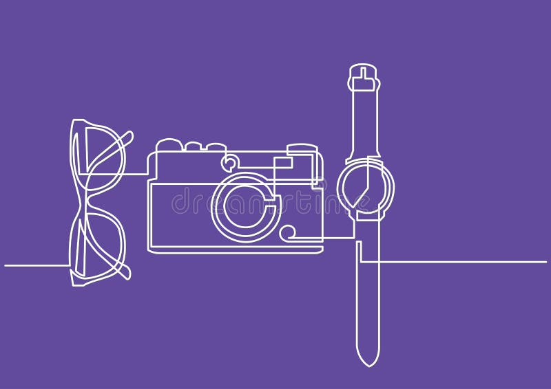 Download Continuous Line Drawing Of Glasses Camera Watch Stock ...